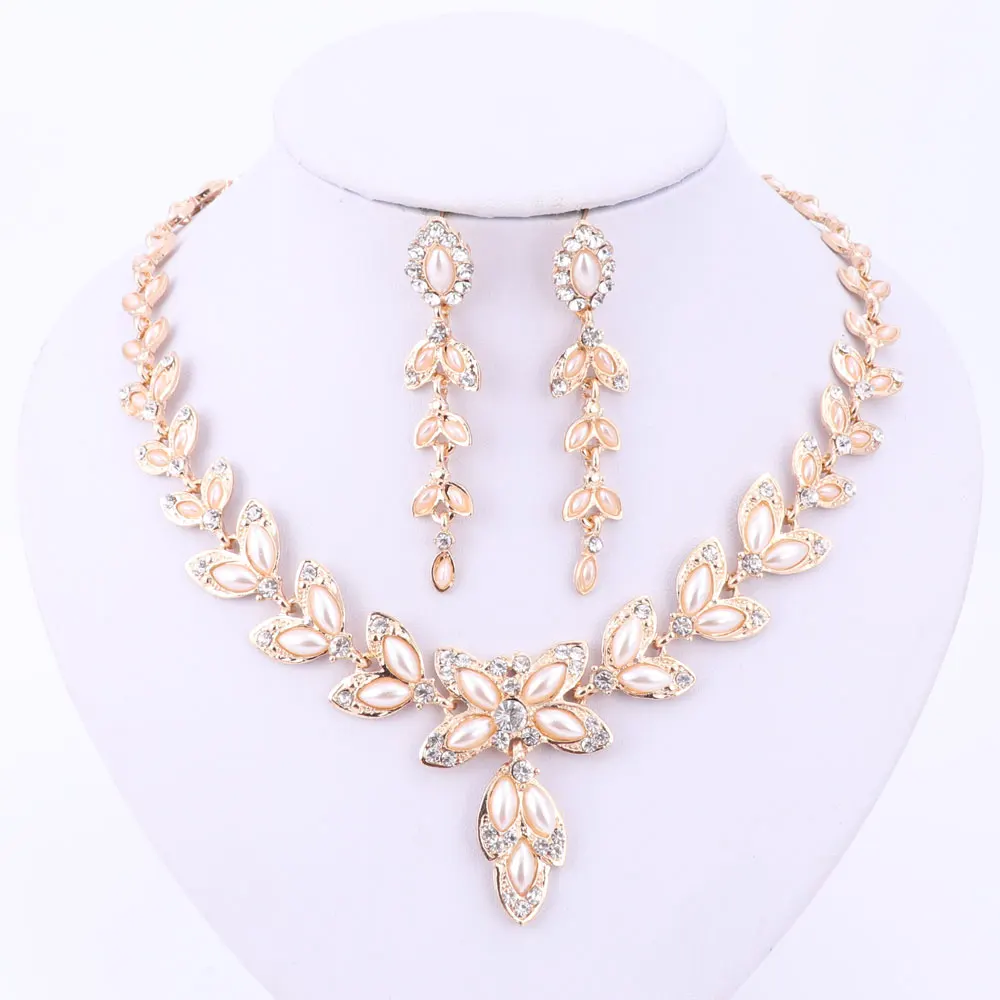 Набор ювелирных изделий для женщин ожерелье с кристаллами серьги набор