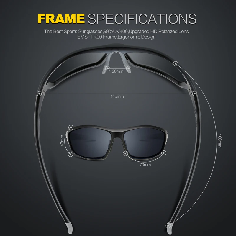 Мужские и женские очки унисекс TOREGE черные поляризационные солнцезащитные с