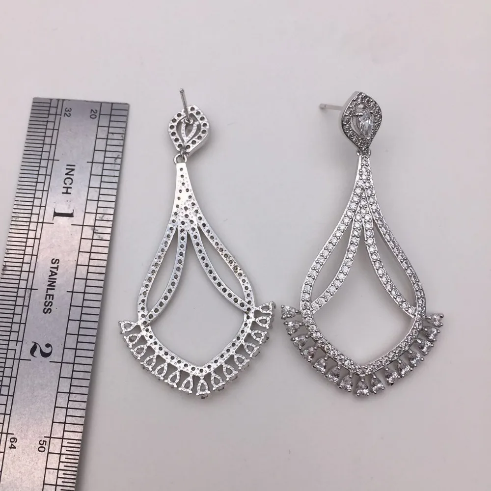 L5.5 * W2.9cm кубический цирконий элегантный уникальный дизайн веерообразные полые