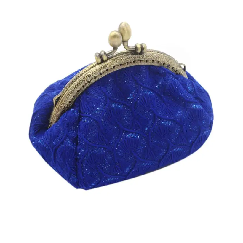 Blue Naivety Кошелек для монет, Прямая поставка, подарок, женская сумка, винтажная, кружевная, маленькая, для монет, карман, кошелек, на застежке, клатч, AUG18 - Цвет: Blue
