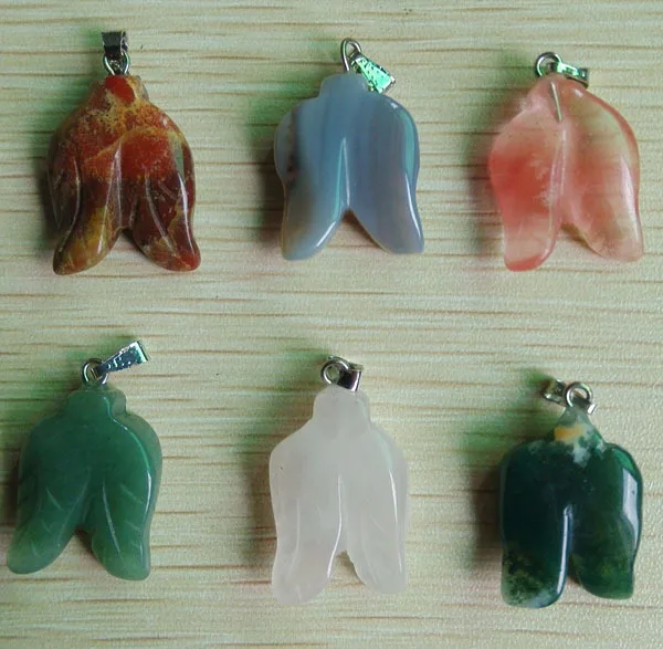 2018 модные подвески из натурального камня в форме листьев Подвески для