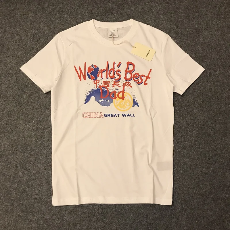 white 19ss vetements, футболка с мультяшным принтом, для мужчин и женщин, с вышивкой, высокое качество, футболки, уличная одежда, хип-хоп, kanye west, Забавные футболки - Цвет: white