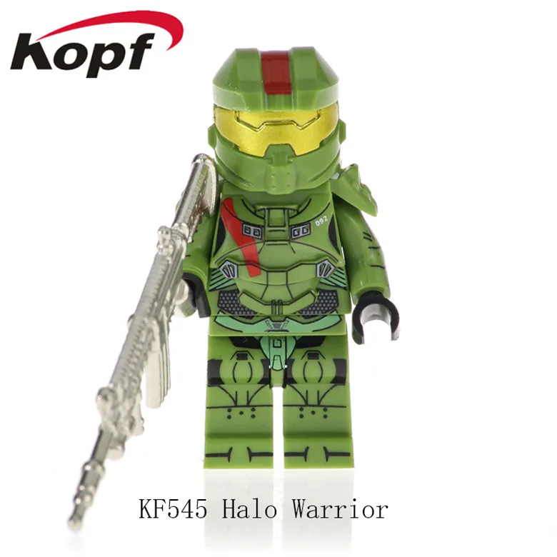 KF545 Without Box KF542 Одиночная строительные блоки Halo Spartan Solider с реальным металлическим оружием кирпичи Экшн фигурки Обучающие Подарочные игрушки для детей - Цвет: KF545 Without Box