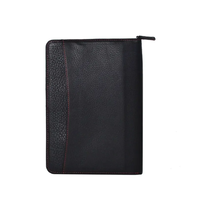 Black Red Presell Yiwi A6 21x15 см черная натуральная кожа планировщик сумка на молнии блокнот 15 мм Размер Кольца вкладыш связующий Дневник Журнал - Цвет: Black Red
