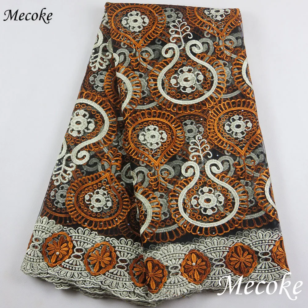 Selling african lace fabric Double color swiss voile heavy big design wholesale and retail 5 Yards Cotton France mesh Lace | Дом и сад