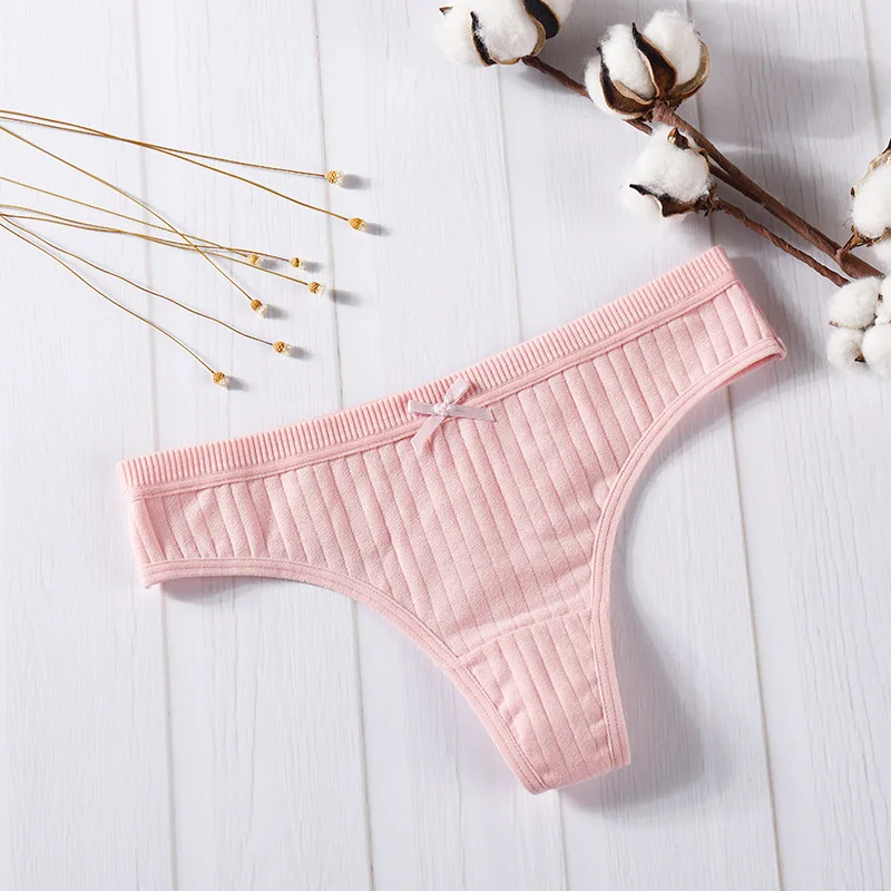 

Hot Sale Female Women's Panties Cotton Sexy Low Waist Thread High Quality Thong Solid Comfortable Popular 1PC Underwear
