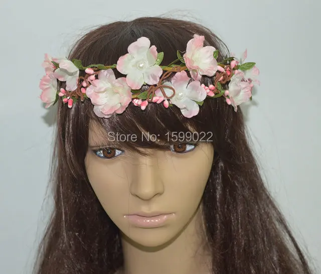 Праздничная Весенняя корона с цветами Свадебный венок для волос аксессуары