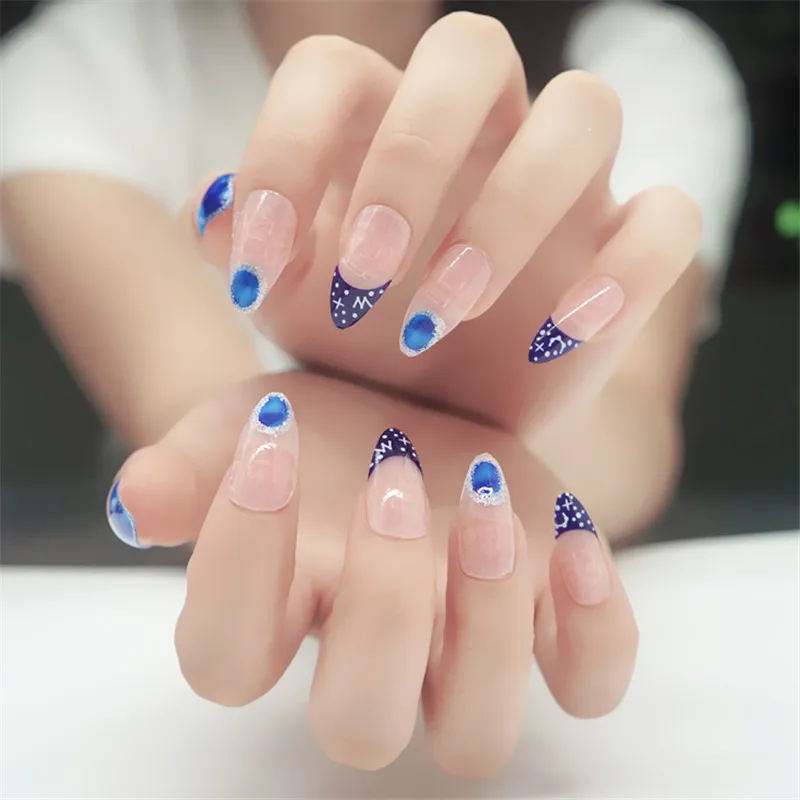 Stiletto Nails полное покрытие накладные ногти с клеем акриловые ногти УФ длинные искусственные накладные ногти Fuax Ongles