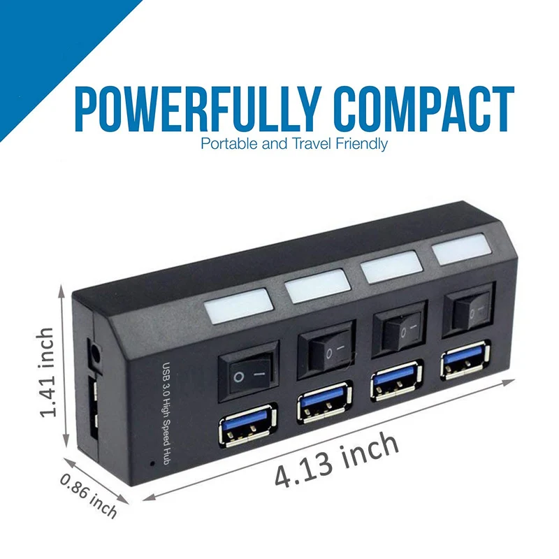 USB разветвитель 4 порта 5 Гбит/с со светодиодной подсветкой|USB-хабы| |