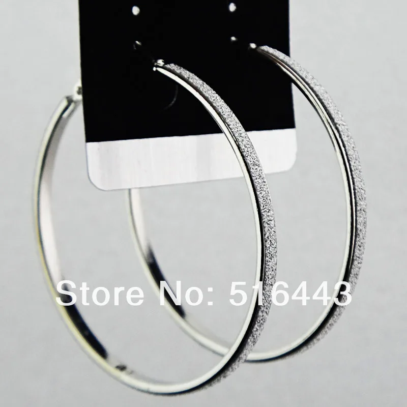 

12Pairs New Arrival Charms Fashion Silver P Frosted Women Big Hoop Earrings Wholesale Jewelry Lots A-833