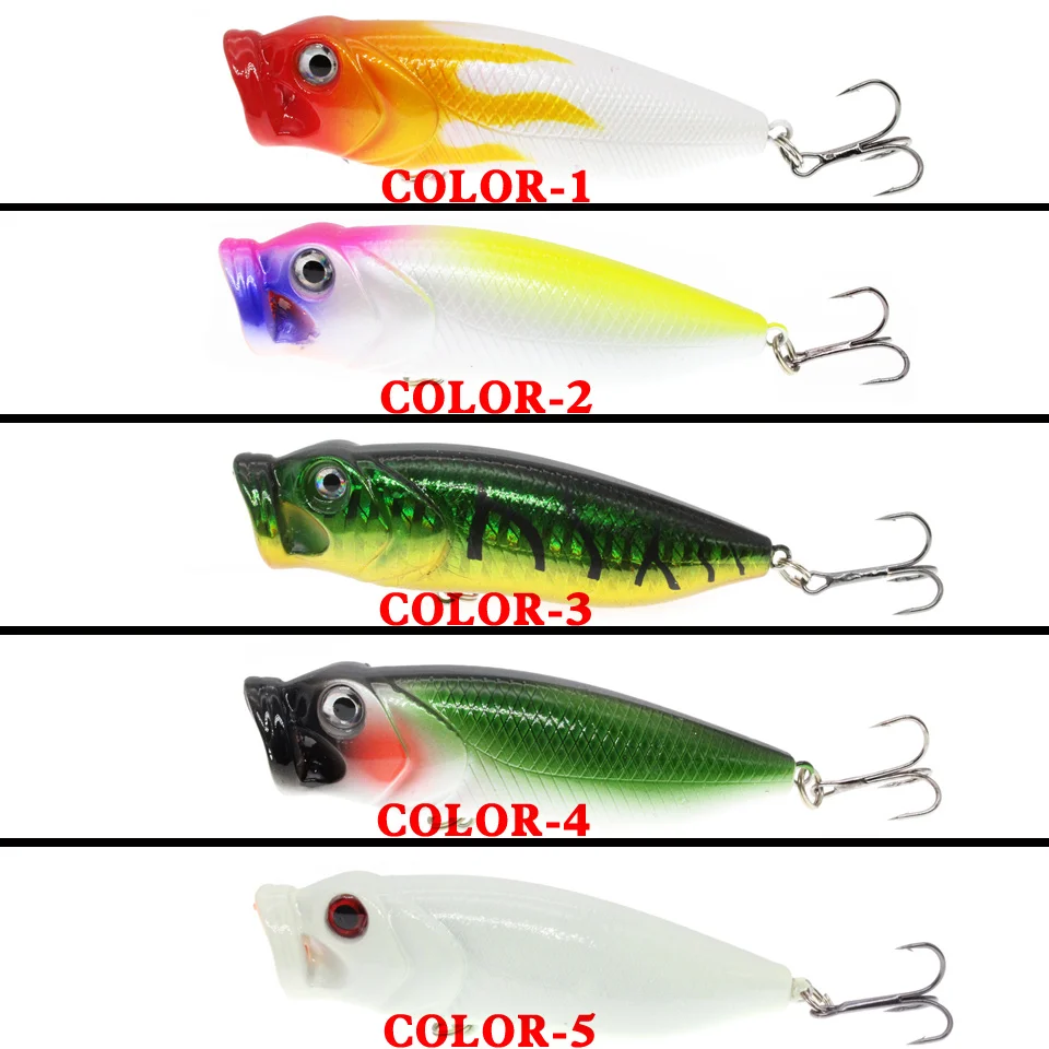 1 шт. Topwater Popper приманки для рыбной ловли 3D воблер с глазами 5 цветов в наличии