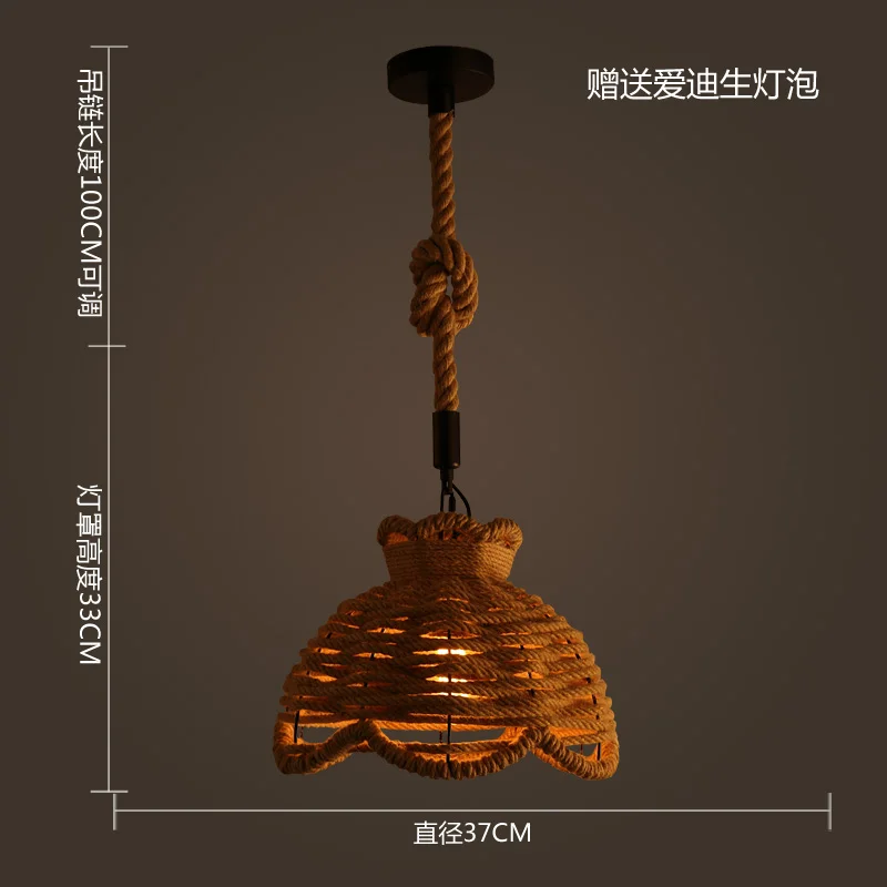 Кантри промышленного люстра из пеньковой веревки Ретро стиль ресторан в саду