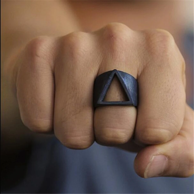 Мода 2017 г. черный цвет Нержавеющая сталь кольцо Геометрическая Титан Сталь