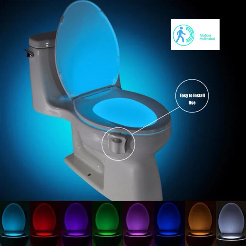 Умная Ночная лампа для унитаза с датчиком движения PIR WC водонепроницаемая