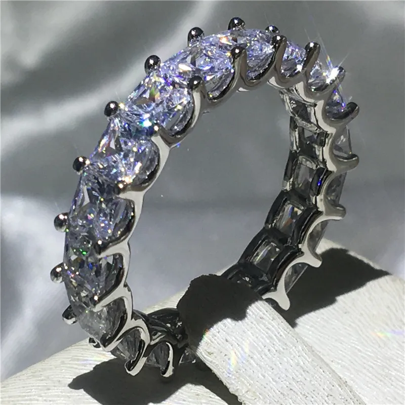 Asscher Обручальное кольцо choucong, 925 пробы, серебро AAAAA cz, обручальное кольцо для женщин, Свадебные вечерние ювелирные изделия - Цвет основного камня: Asscher