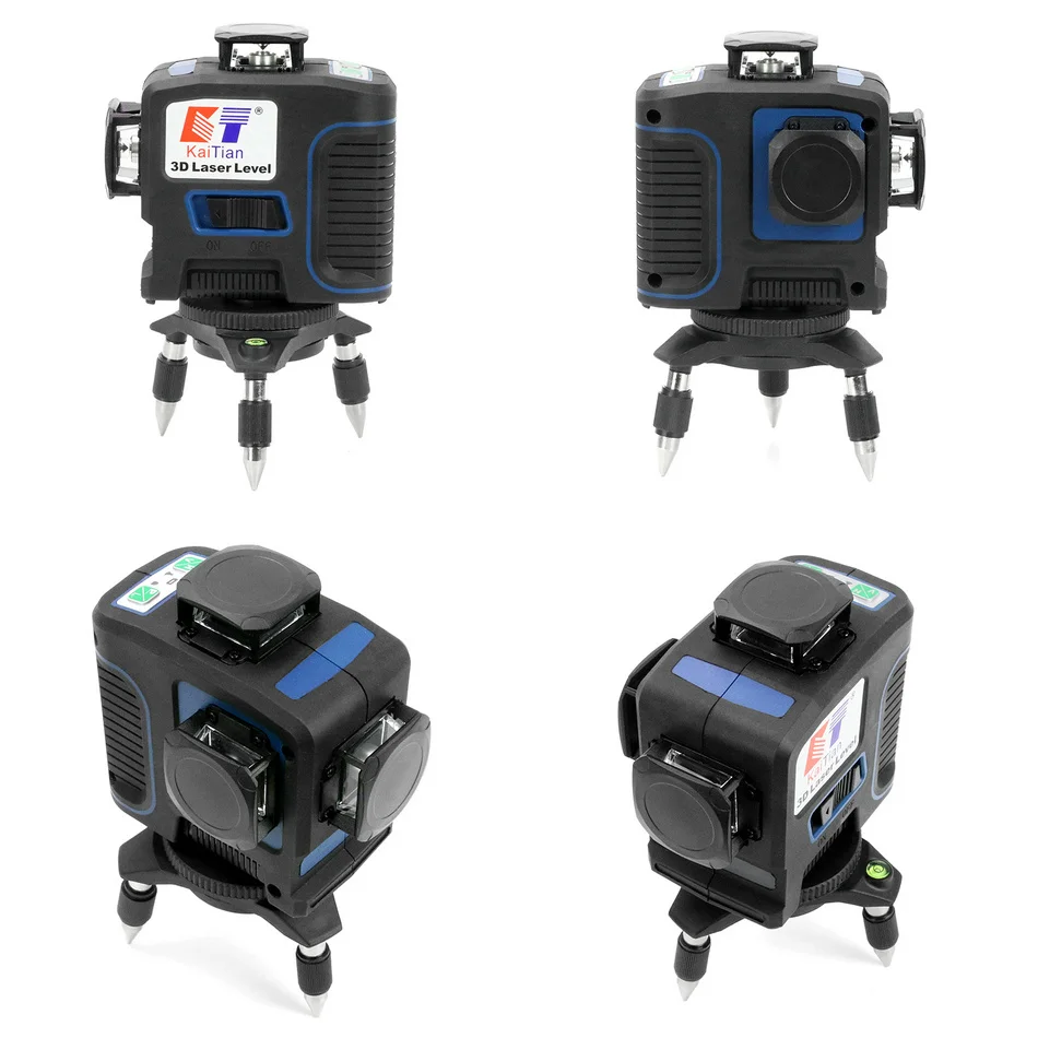KaiTian 3D Laser Level 360 Powerful 532nm 12 Lines Self-Leveling Horizontal Vertical Green 3D Line Lazer Level Lasers Receiver