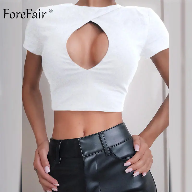 Женский укороченный топ Forefair с круглым вырезом и коротким рукавом уличная одежда