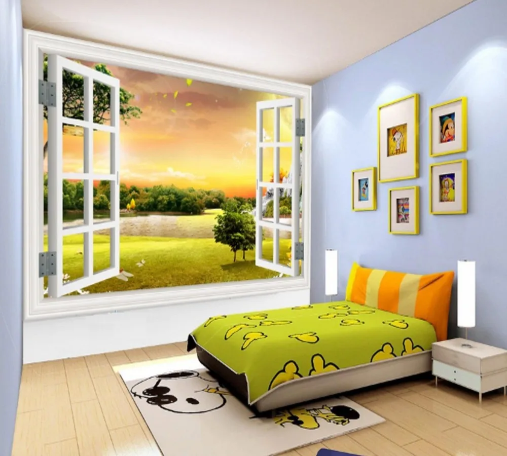 

Free Shipping Photo 3D Custom Window Scenery Living Room TV Background Wall Bedroom Beautiful Window Mural With Good Price