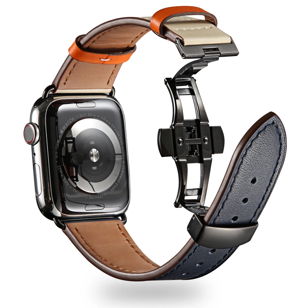 Кожаный ремешок для apple watch группа 4 44 мм 40 Iwatch Корреа 42mm 38 наручный ремень серии 3 2 1
