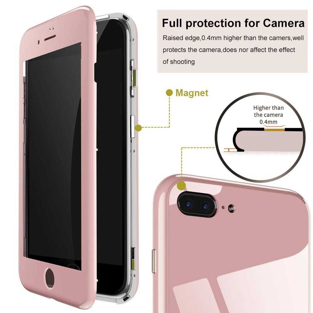 Магнитный флип-чехол для телефона iPhone 5 5S X 6 S 7 8 Plus ультра-тонкий закаленное стекло