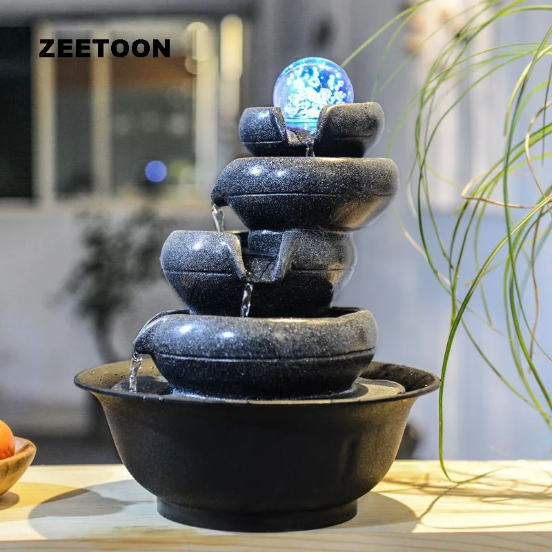 110V-220V Modern Mini Fountain Air Humidifier Feng Shui Water Features Lucky LED Crystal Ball Tabletop Ornaments Business Gift | Дом и сад