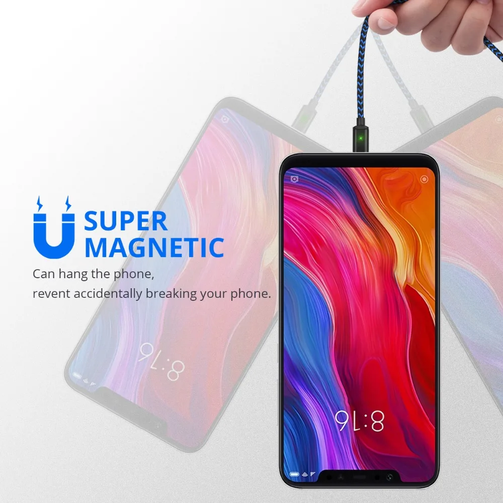 Магнитный кабель FONKEN USB Type C 2 м 4 А магнитные кабели для телефонов быстрое зарядное