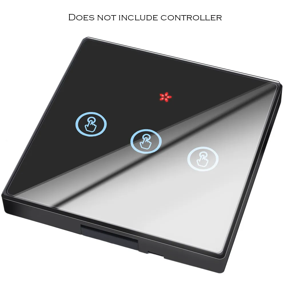 3 gang Switch BLACK SMATRUL, умный беспроводной сенсорный светильник, Радиочастотный пульт дистанционного управления, стеклянный экран, 1, 2, 3 банды, настенная панель, кнопка, 110 В, 220, приемник, светодиодная лампа - Цвет: 3 gang Switch BLACK