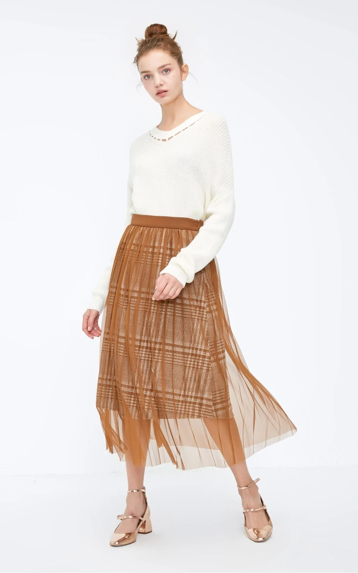 Vero Moda Новая женская OL Gauzy двухъярусная юбка из ткани | 318416509