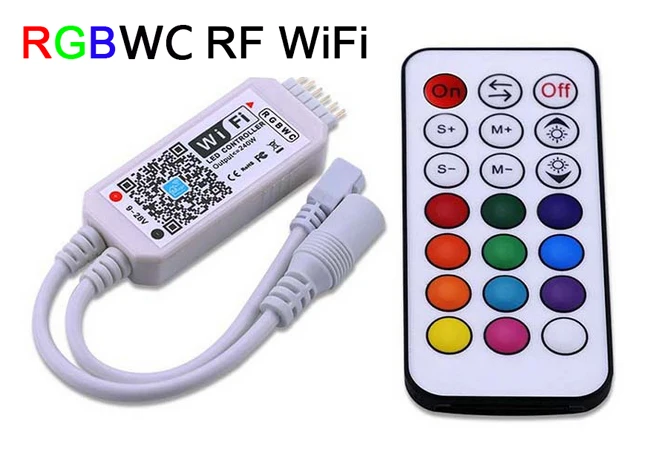 RF RGBWC WiFi Мини беспроводной светодиодный-Fi led RGB/RGBW управление Лер RF дистанционное управление IOS/Android смартфон для RGBCW/RGBWW RGB светодиодные ленты, DC12-24V - Цвет: RF RGBWC WiFi