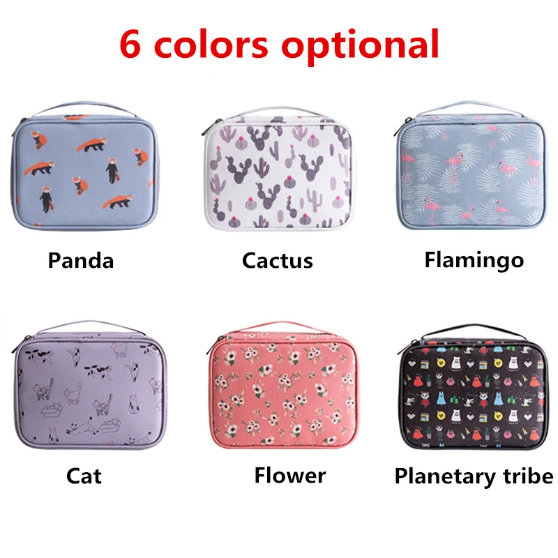 

RUPUTIN PU Travel Cosmetic Storage Bags Portable Carry-on Bag Makeup Bag With Animal Pattern Women's Cosmetics Organizer Handbag