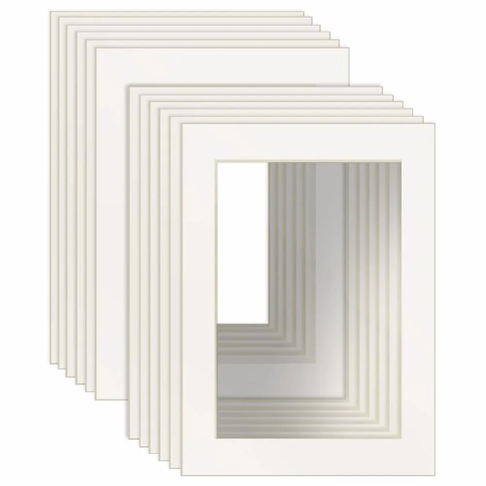 

12 Pcs White Picture Mats with Core Bevel Cut Frame Mattes for 4x6/5x7/8x10/8.5x11 Inch Photo Decoration