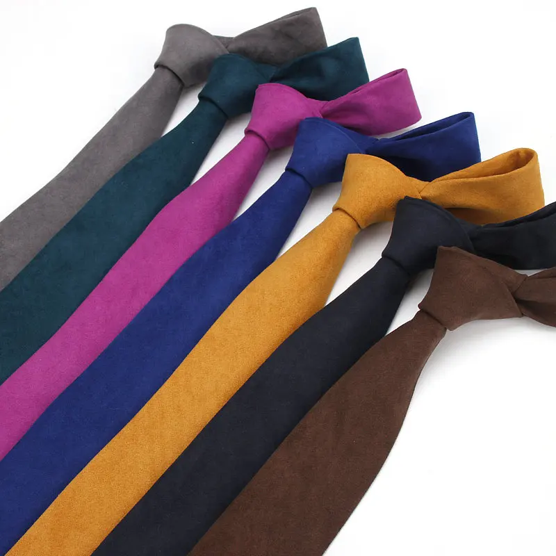 

New Style Men's Tie Solid Color Micro Suede Soft British Casual 6cm Narrow Necktie