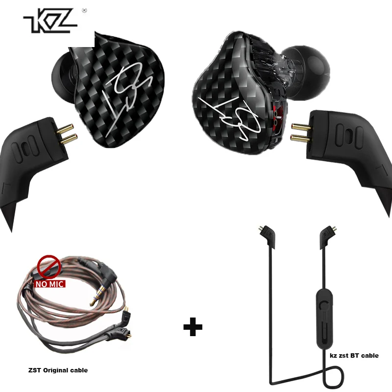 Гибридные наушники KZ ZST Bluetooth + Проводные 2 кабеля якорь Динамический привод Hi Fi