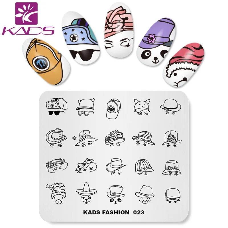 KADS Nail Art Stamp Plate Fashion 023 Cap мультфильм прекрасный дизайн штамп для ногтей шаблон