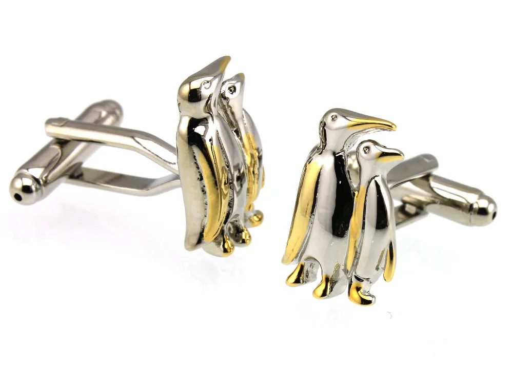 Sunnylink Men's Cuff Links Penguin Gold Silver Cufflinks for shirt M1134 19mm | Украшения и аксессуары