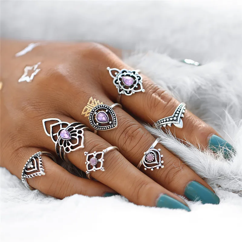 4 шт./компл. Boho кристалл кольца на среднюю фалангу бисер ручной работы Браслеты