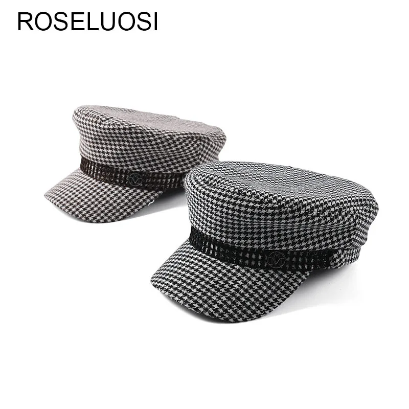 

ROSELUOSI Women Plaid Newsboy Caps 2019 Spring New Flap Top Military Hats Casual Female Octagonal Cap Chapeau Femme