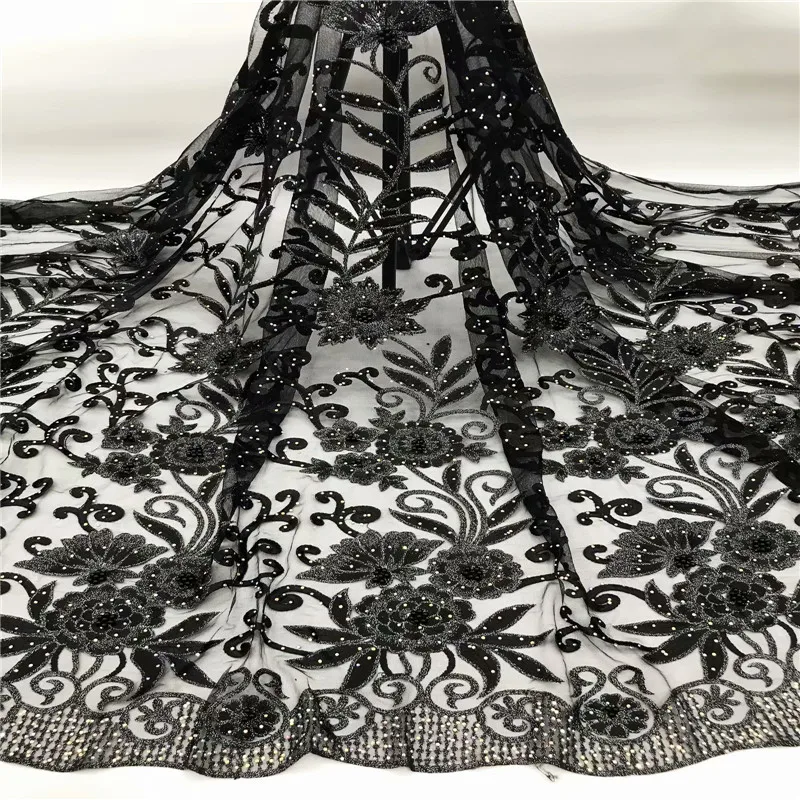 Черно зеленая африканская персиковая 3d кружевная ткань Африканская 2019