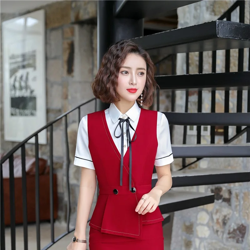 Новинка 2019 Красная Женская весенне-летняя модель блейзер и жилет пальто для