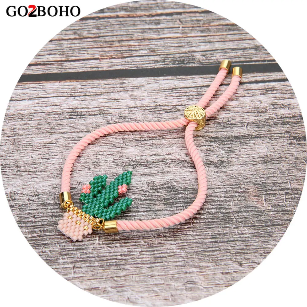 Go2boho Миюки браслет Pulseras Mujer Moda 2019 Delica бусины розовый зеленый фотокактус женские