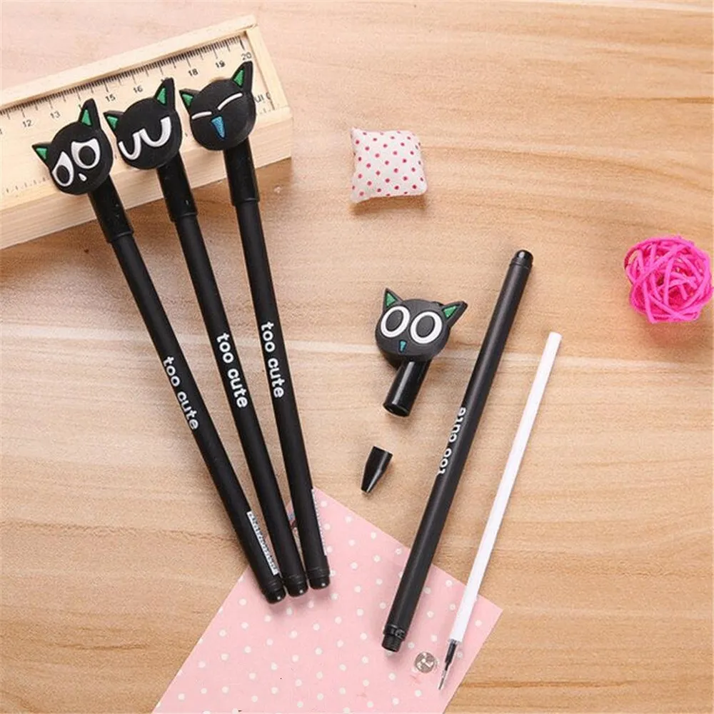 Новая Черная гелевая чернильная ручка для кошек школы школьные принадлежности