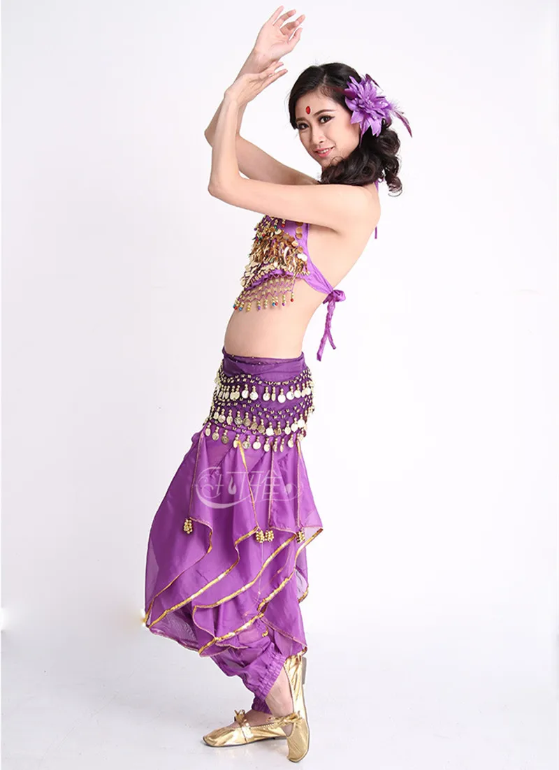 6 Colors Belly Dance Pant +Top+Belt Girls Ballroom Costume Indian Dress 3PCS/SET Oriental Costumes Cheap Price | Тематическая