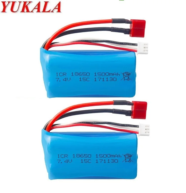 Бургундия Wltoys 12428 12423 12401 12402 12403 12404 1/12 RC аккумулятор грузового автомобиля 7,4 v 1500 мА/ч, литий-ионный аккумулятор 15c 18650 Т-образный разъем - Цвет: Бургундия