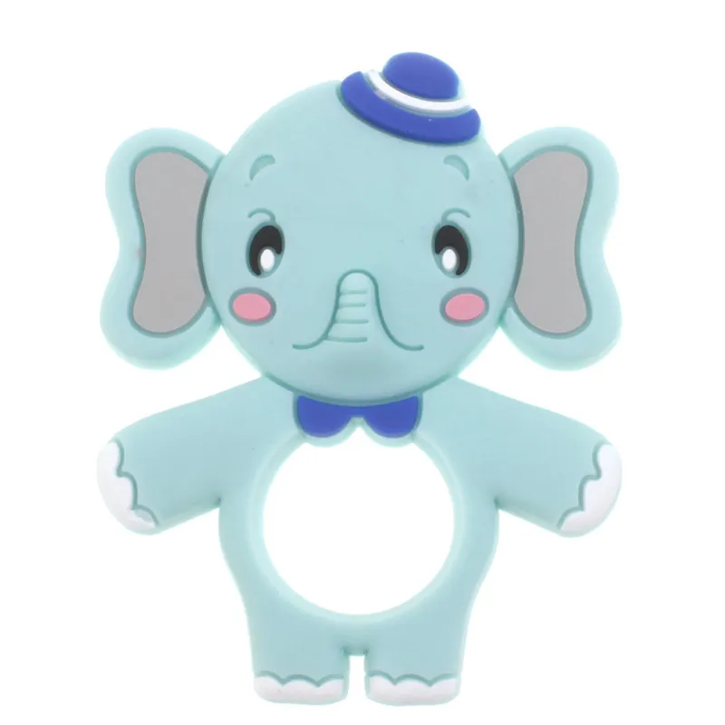 Collar con colgante de elefante de dibujos animados para beb&eacute;, mordedor de silicona sin Bpa, cadena de chupete artesanal, juguetes de dentici&oacute;n de silicona, 5 uds.-4