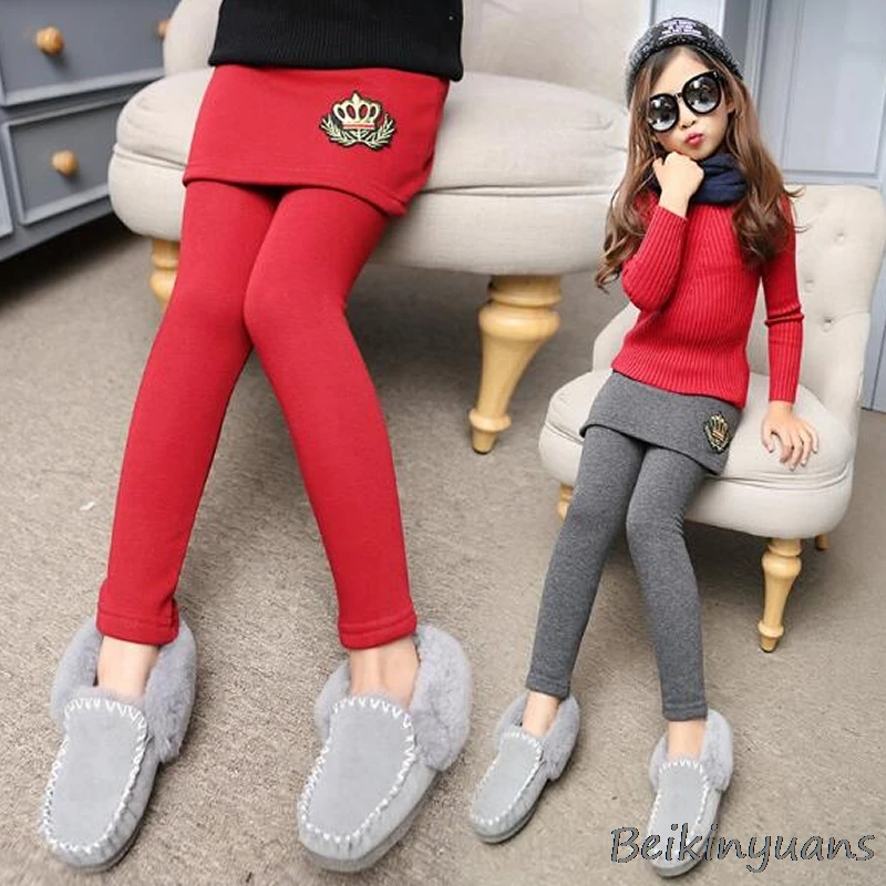 2018 осенне зимняя одежда для девочек леггинсы юбка штаны детская утепленная