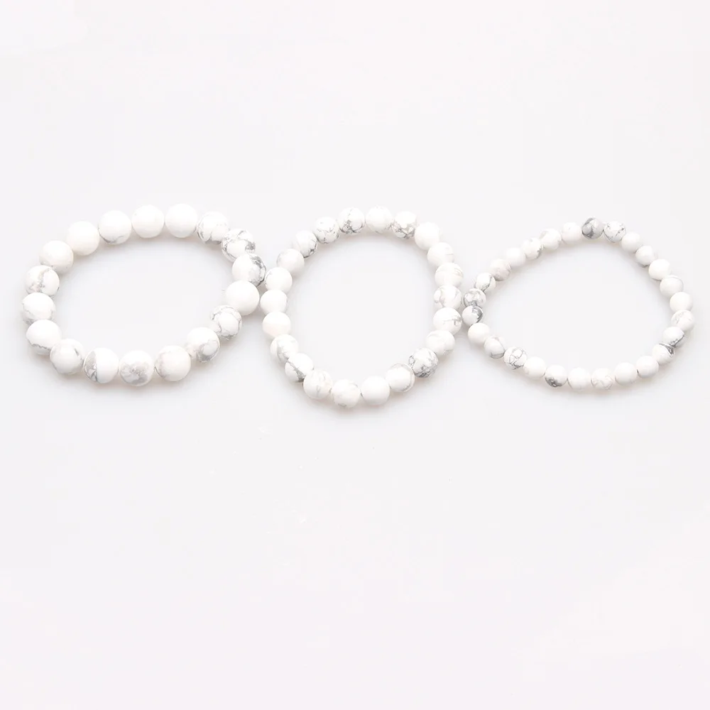 Бусины из натурального камня 6 мм 8 10 глазурованные белые бусины Howlite браслет для