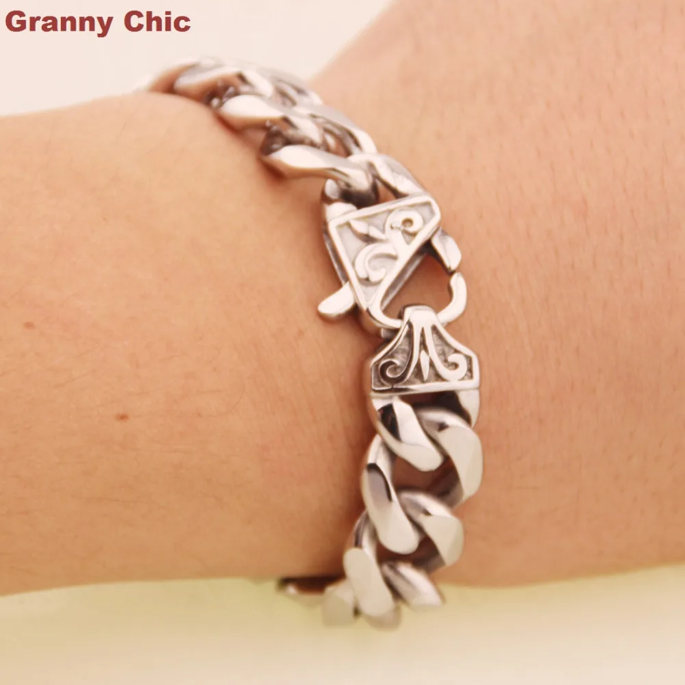 Мужское серебряное ювелирное изделие из нержавеющей стали браслет в стиле