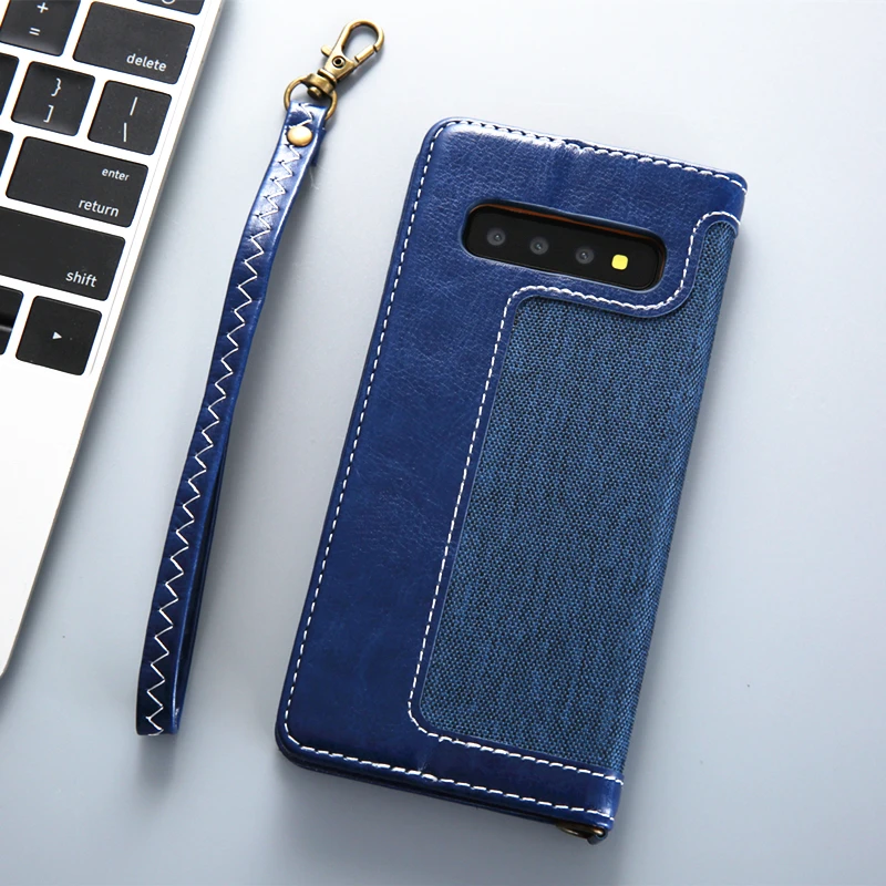 S10 плюс кожаный чехол для samsung Galaxy s10 из искусственной кожи Обложка джинсовая