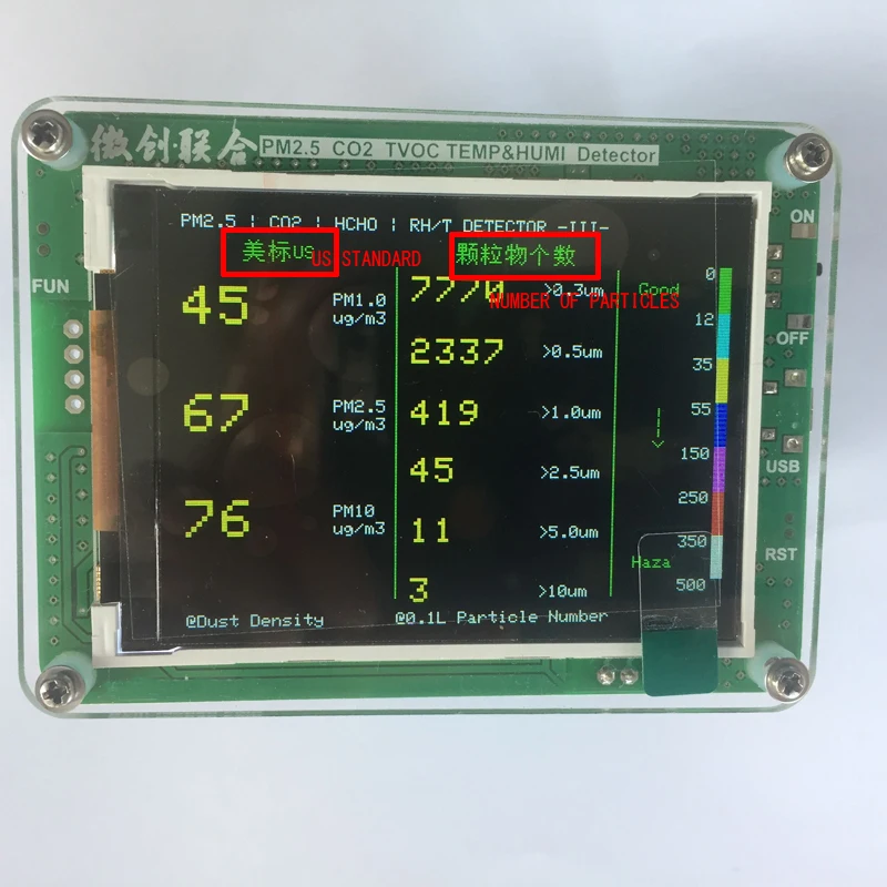 S8 M5S CO2 сенсор формальдегид PM2.5 PM1.0 PM10 детектор PM2.5 пыль дымка лазерный датчик с температурой и влажностью TFT ЖК-дисплей