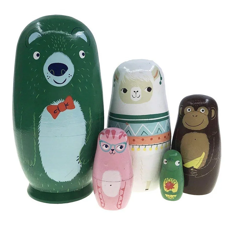 5 шт. детские деревянные русские Матрешки матрешки ручная роспись ремесло
